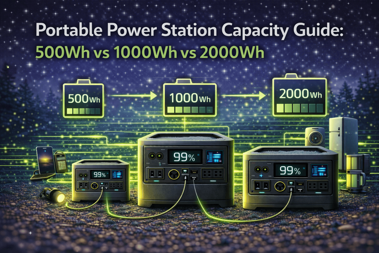 Portable Power Station Capacity Guide: 500Wh vs 1000Wh vs 2000Wh